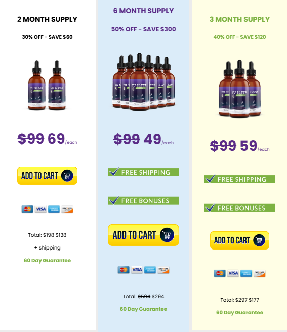 Yu Sleep official pricing packages